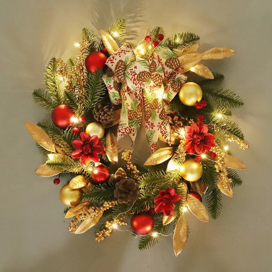 Christmas garland decoration with multiple hanging options including stair wall, lintel, and rattan placements