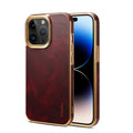 Handmade vintage leather phone case for iPhone showing slim profile and precise cutouts