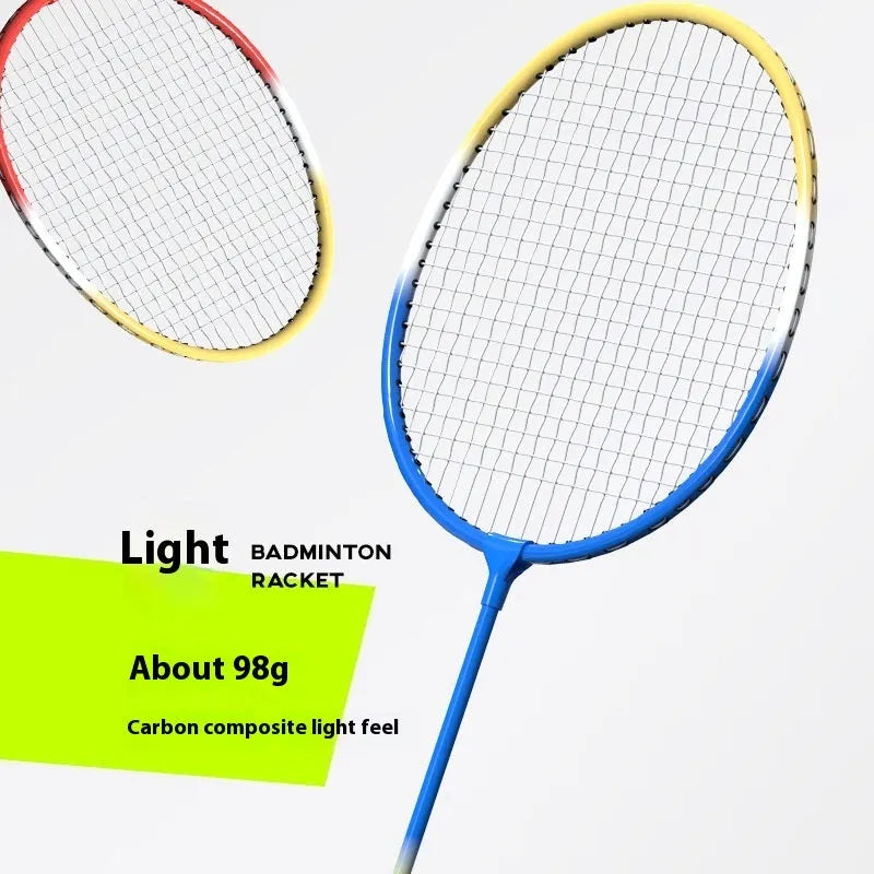Blue and red alloy ultra-light split badminton rackets as a complete pair set