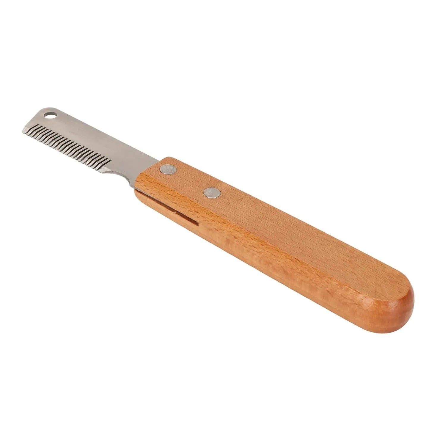 Pet stripping comb grooming tool with wood handle for dogs and cats