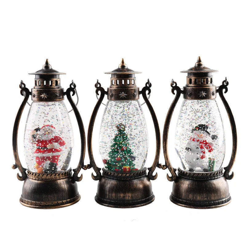 Plastic LED oil lamp Christmas decoration in snowman or elderly character design with battery-powered illumination