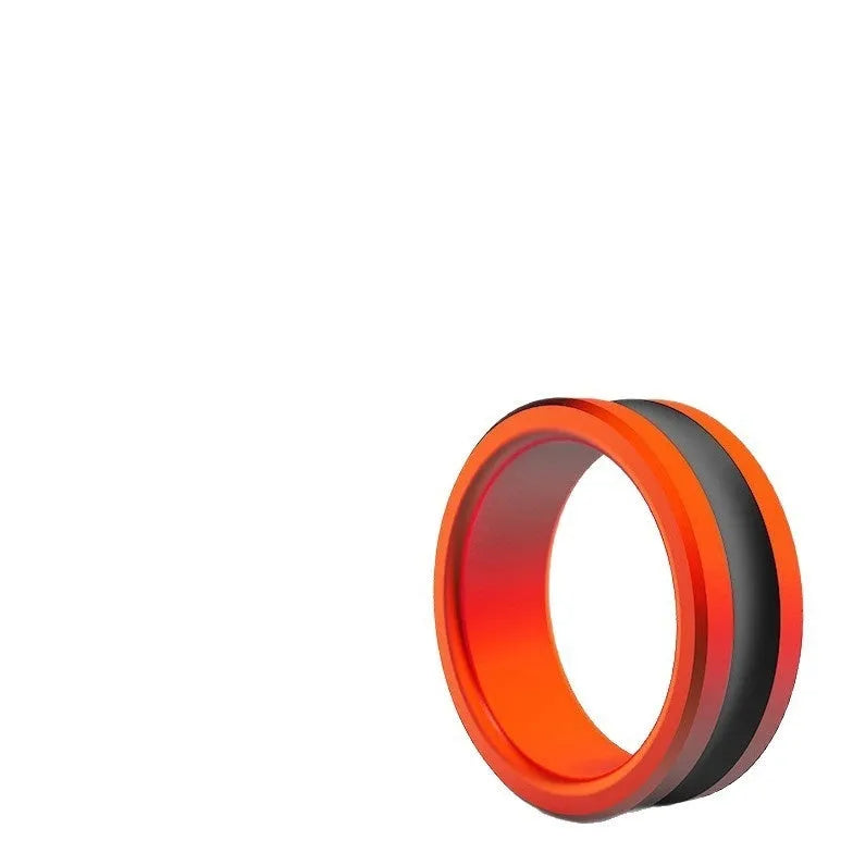 Orange and silver alloy fishing hand guard pull loop tool with textured non-slip surface.