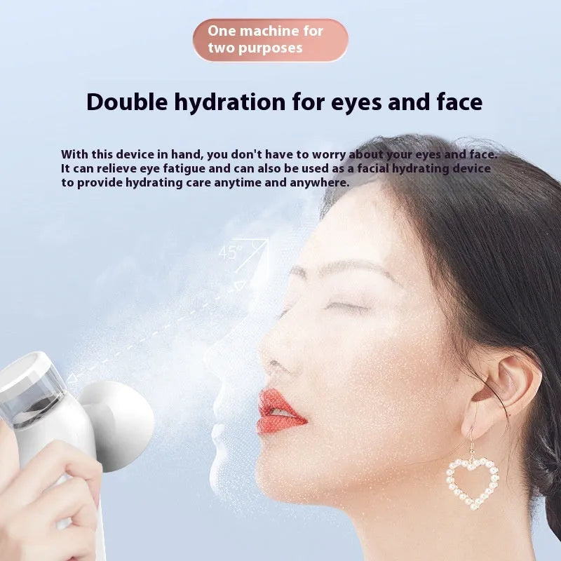 White portable rechargeable cold and hot compress eye mask device with atomisation cleaning function