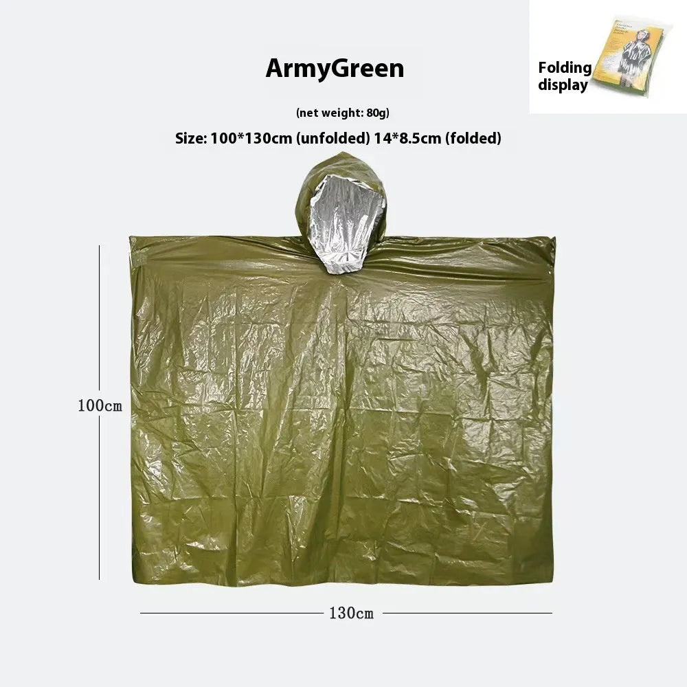 Marathon Wild cross-country raincoat in orange or army green, showing 100x130cm dimensions for outdoor use