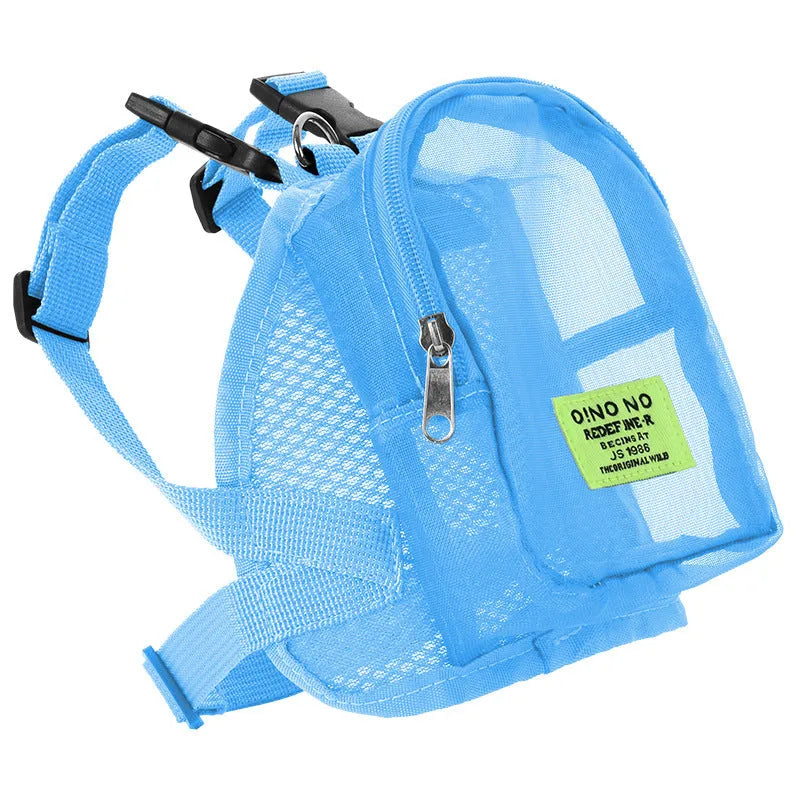 Blue portable dog backpack with breathable design for small pet transport