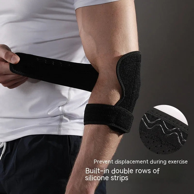 Black adjustable sports elbow guard for basketball, football, tennis and outdoor activities
