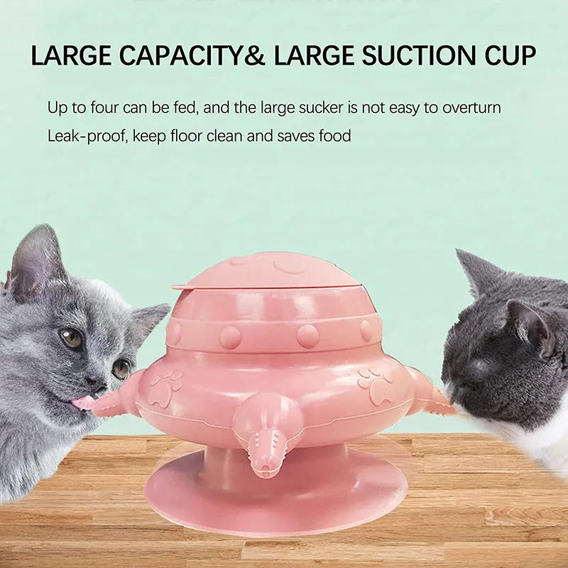 Pink pet nursing device with bionic breast-shaped milk bowl and silicone pacifiers