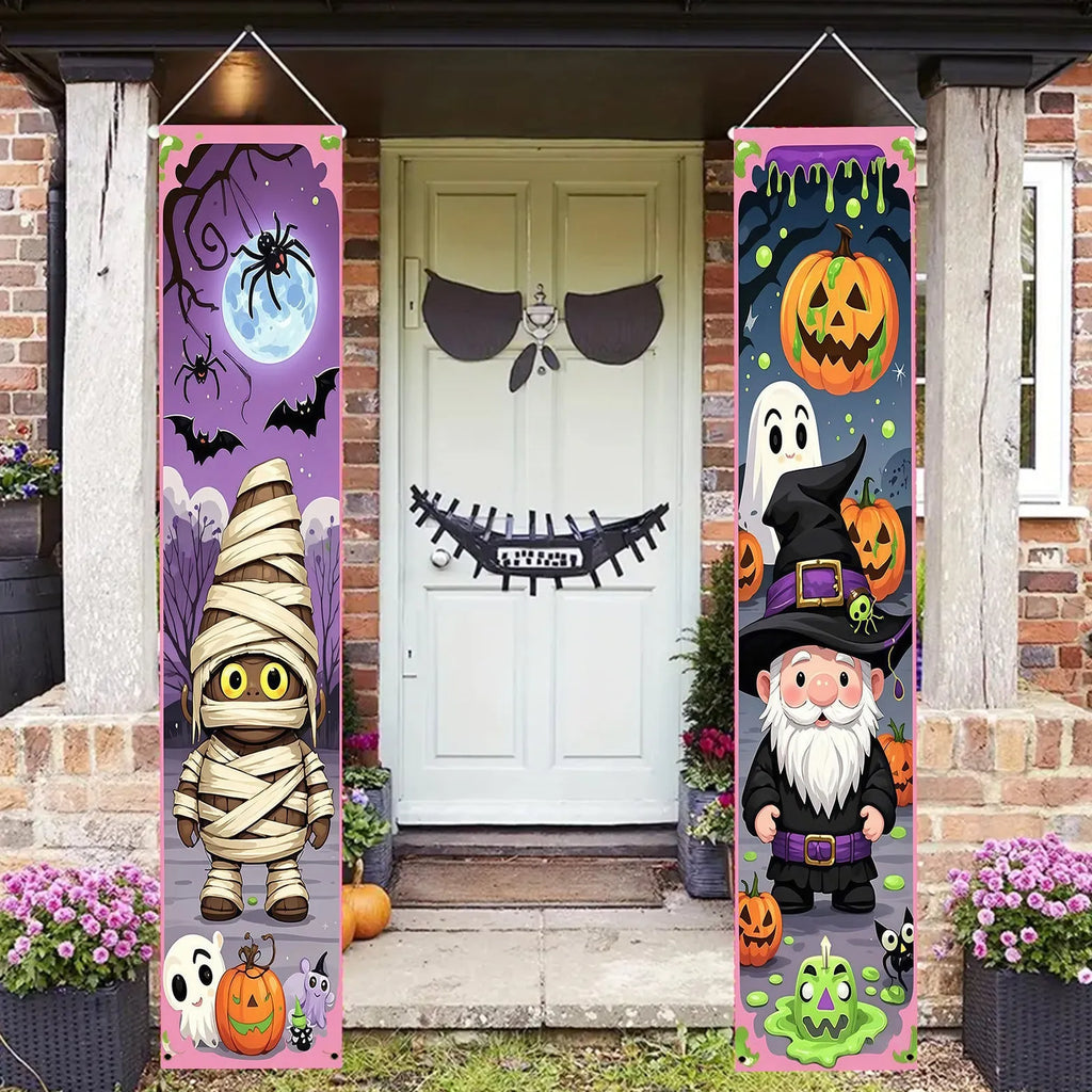 Pair of Halloween couplet hanging flags made from polyester measuring 30x180cm