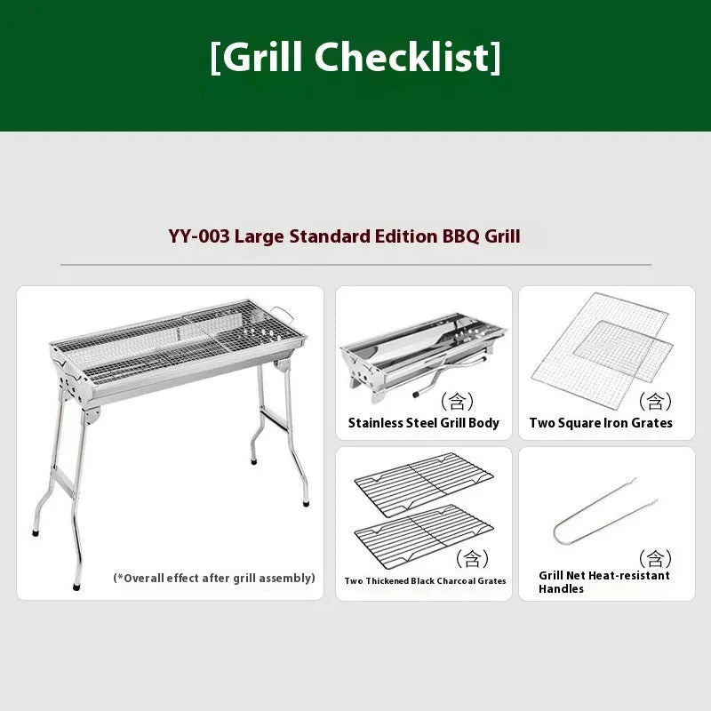 Stainless steel portable barbecue oven with flipping design and charcoal cooking grills