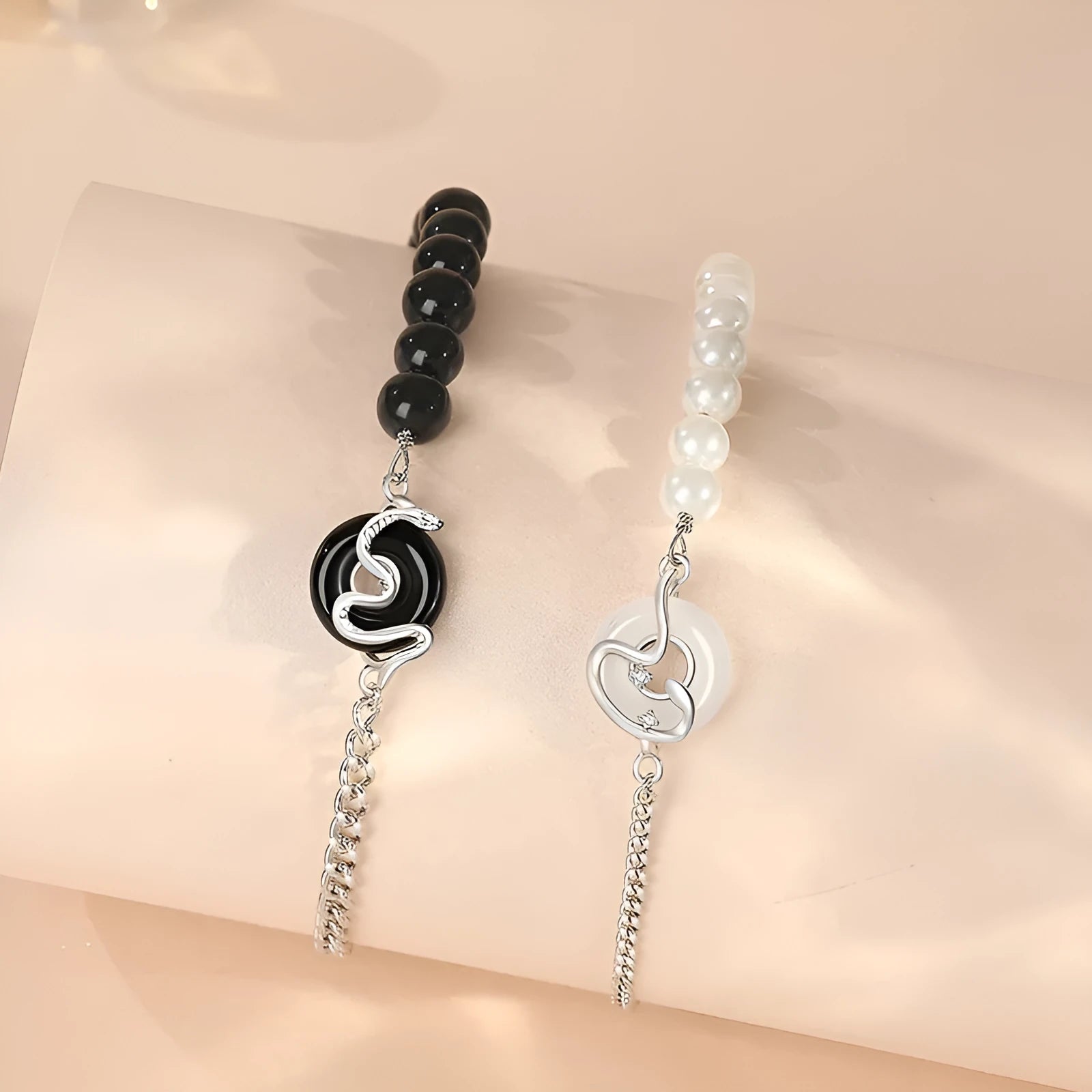 925 sterling silver couple bracelet with snake zodiac design and peace buckle in new Chinese style