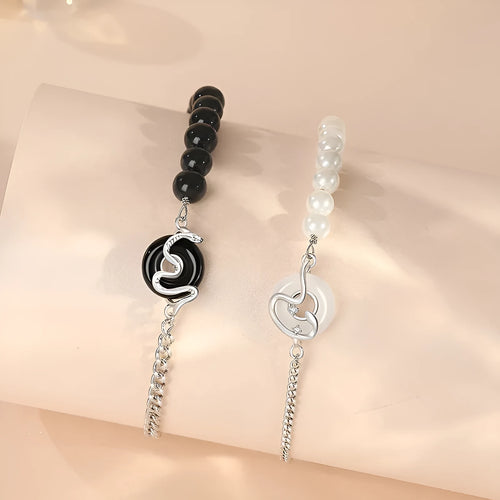 925 sterling silver couple bracelet with snake zodiac design and peace buckle in new Chinese style