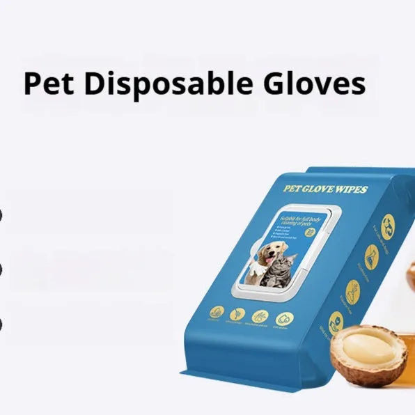 Pack of 20 disposable gloves for cleaning cats and dogs without water