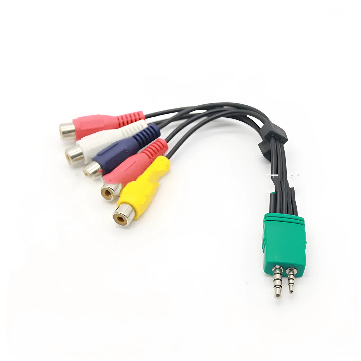 Black 3.5mm and 2.5mm to 5 RCA AV adapter cable with tinned copper wire and 18cm product length