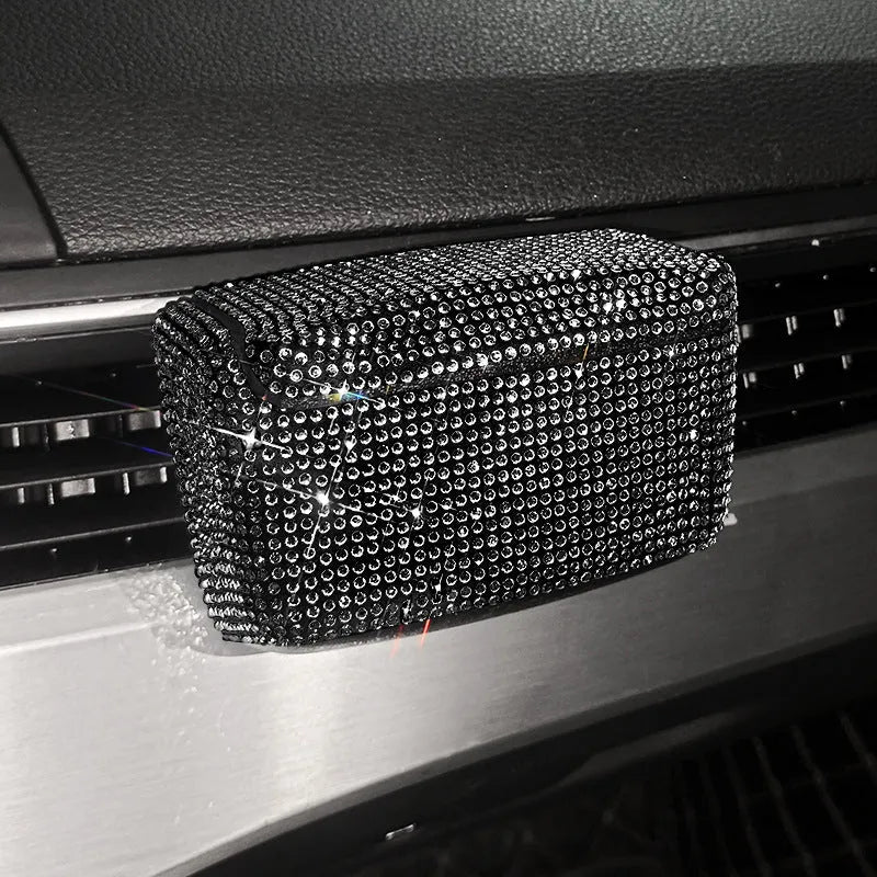 Car ashtray with covered design and diamond pattern in multiple colour options