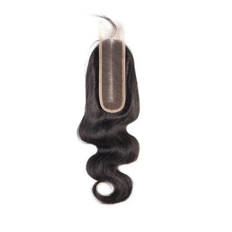 Straight natural colour human hair wig for women shown in long length.