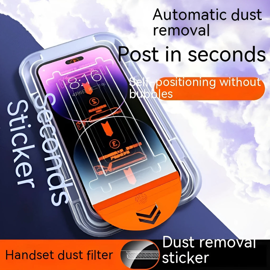 iPhone tempered glass screen protector with frosted privacy finish and full coverage design.