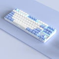 Wireless Bluetooth mechanical keyboard with metal construction in purple or blue colour options