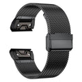 Stainless steel Garmin Fenix watch strap with built-in card slot in silver colour