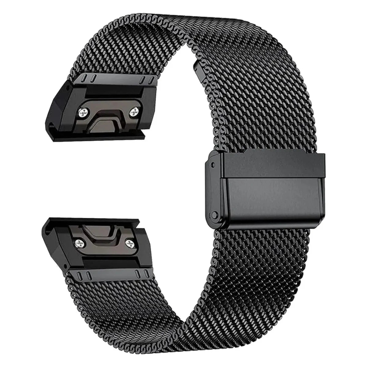 Stainless steel Garmin Fenix watch strap with built-in card slot in silver colour