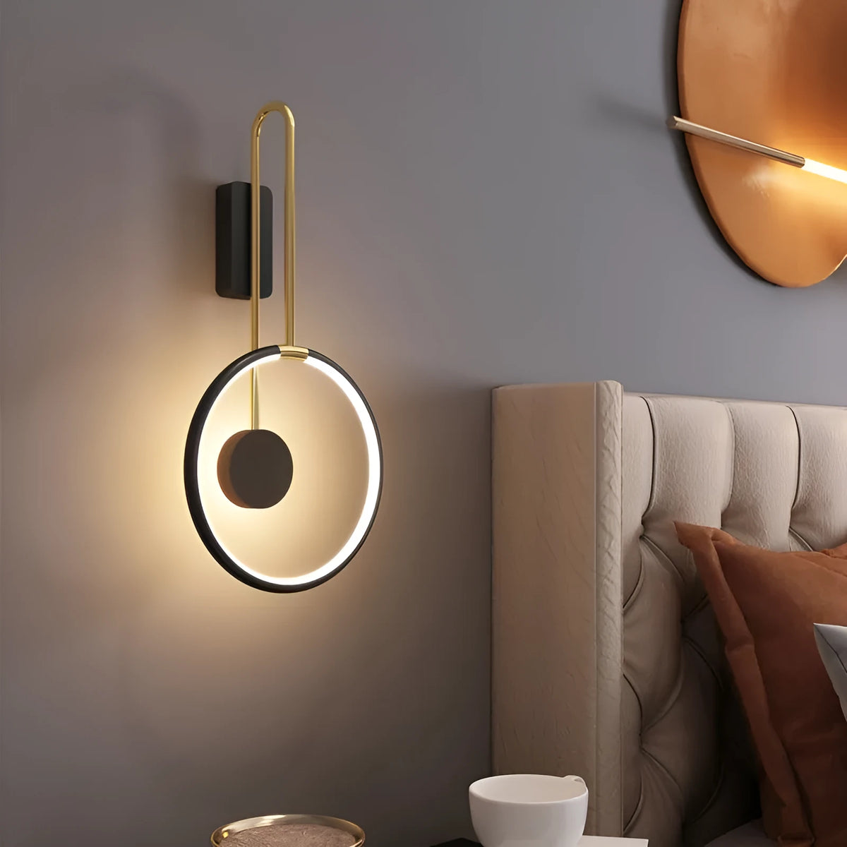 Nordic LED bedside lamp with acrylic ball, available in white or black, ≤36V, for bedroom or living room wall lighting