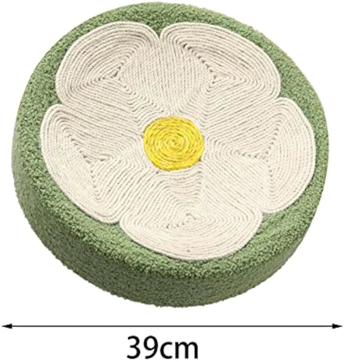 Green round sisal cat scratching bowl lounger bed with 39cm diameter