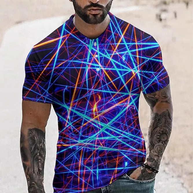 Men's short sleeve sport shirt with simple lapel button front in polyester bird eye cloth