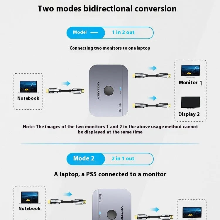 Grey alloy HD audio video cable separator for television line conversion with computer distributor