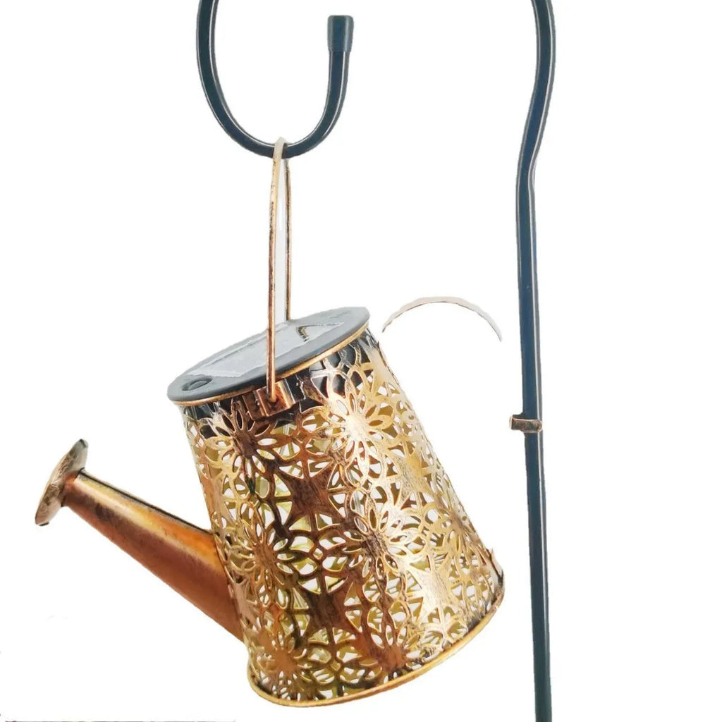 Wrought iron butterfly design solar kettle garden light for outdoor courtyards