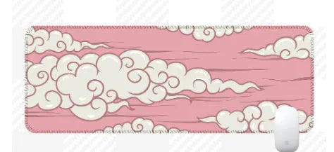 Natural rubber cloud mouse pad in Japanese style pattern on desk with keyboard and mouse