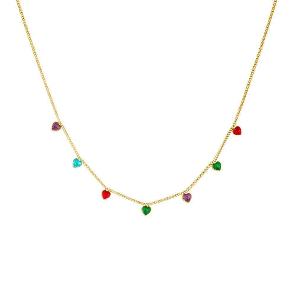 Women's gold-plated stainless steel necklace with heart pendant on 41-50cm chain