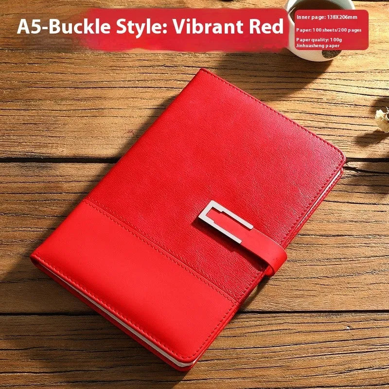 A5 soft leather notebook in business brown colour with pu cover and wood-free paper pages
