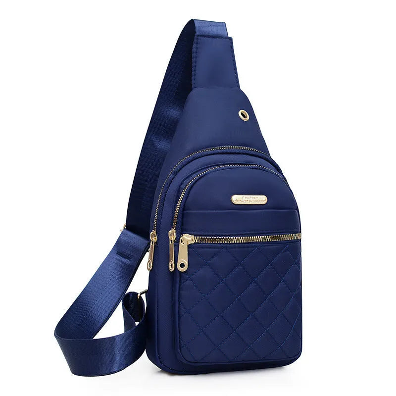 Oxford cloth crossbody chest bag with plaid pattern in multiple colour options