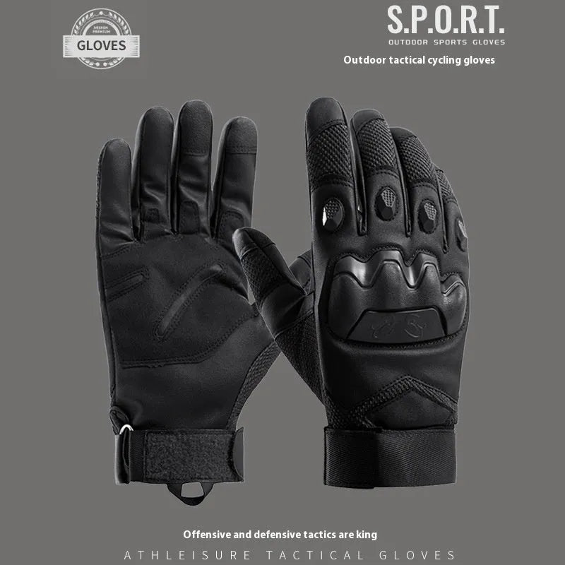Men's tactical training gloves with touch screen fingertips in black, green or yellow colours