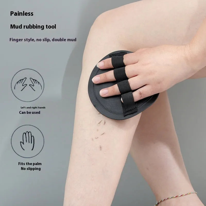Round cake format finger-style bath cleaning gadget with textured rubber surface for women's personal hygiene