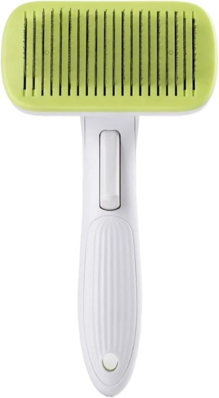 Blue automatic hair removal comb for pets on white background