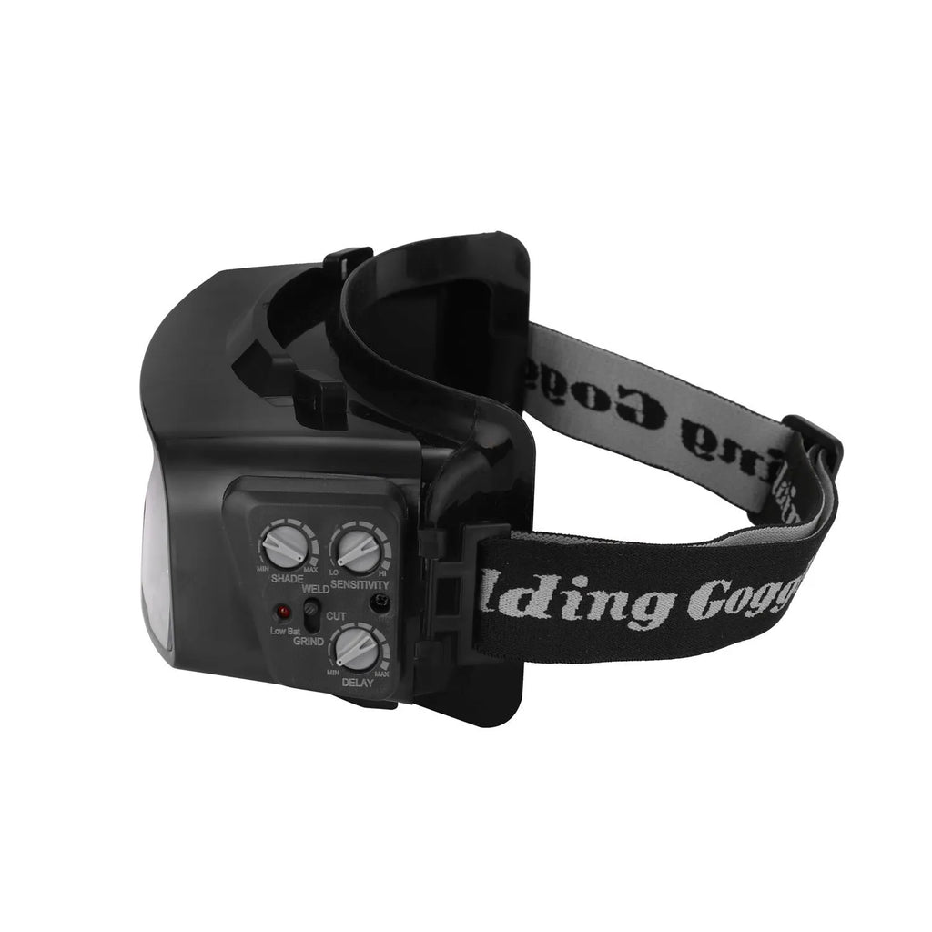 Black automatic darkening welding mask with adjustable shade control for arc welding protection