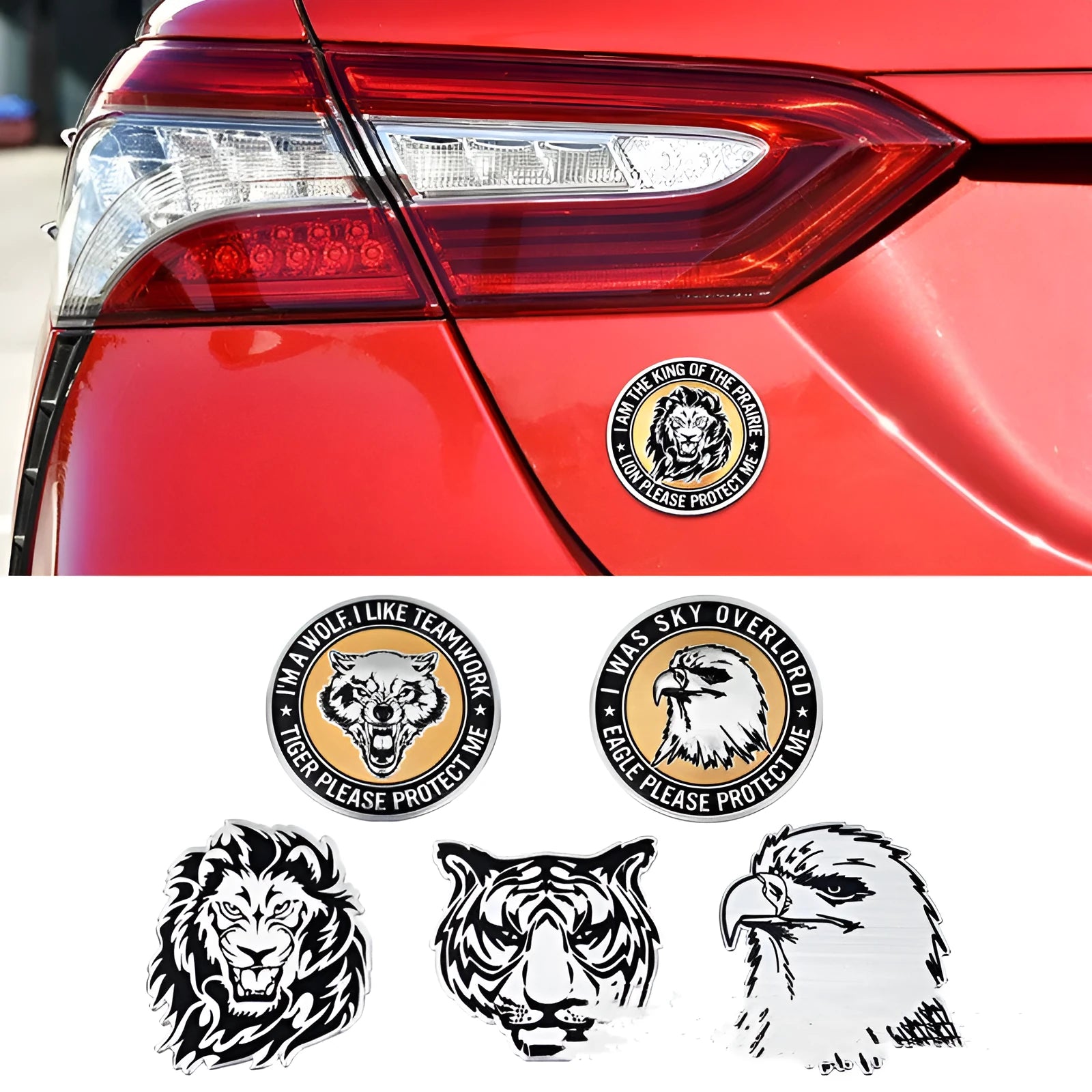 Aluminium car body sticker with animal emblem design for vehicle exterior decoration