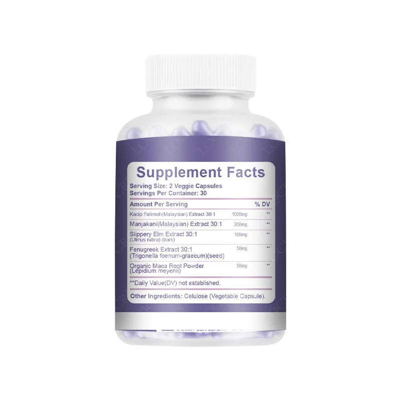 Bottle of 60 vaginal capsules with herbal extraction for adult feminine intimate wellness