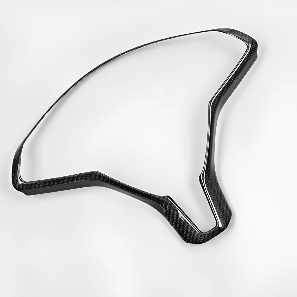 Tesla Model S steering wheel decorative frame in black ABS plastic with carbon fibre colour accents