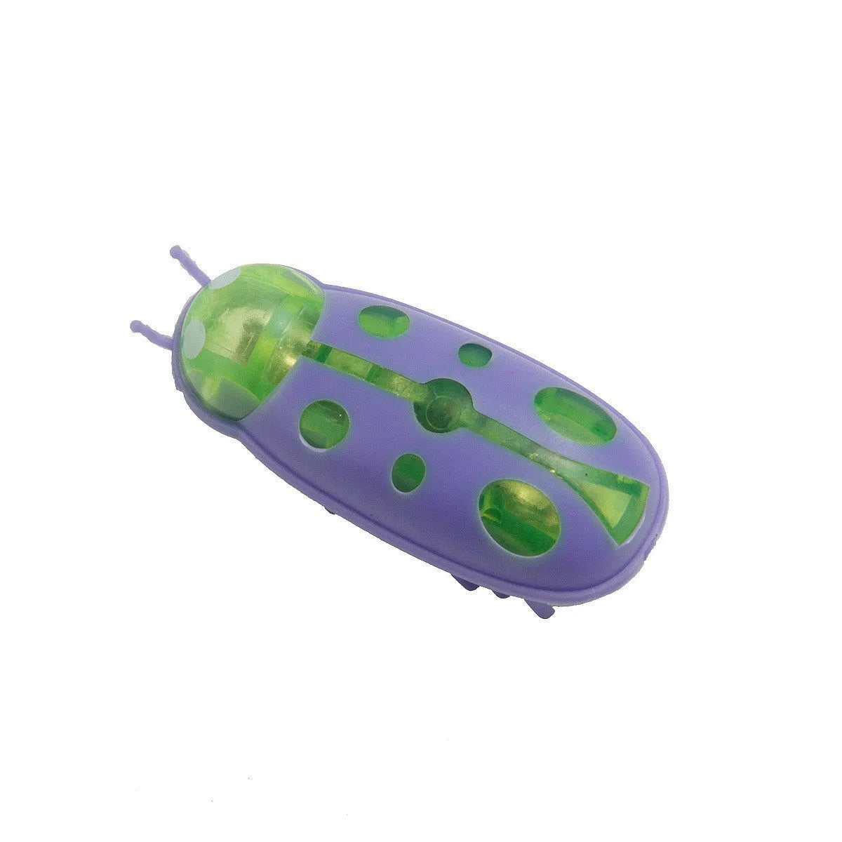 Electric toothbrush worm cat teaser toy showing 4.5 cm plastic body in ladybug style with red and black colouring