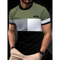 Man wearing a loose-fit short-sleeved T-shirt with a digital 3D striped print.