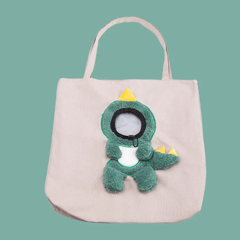 Little Bee Design canvas pet carrier bag with safety zippers and adjustable side opening for dogs and cats