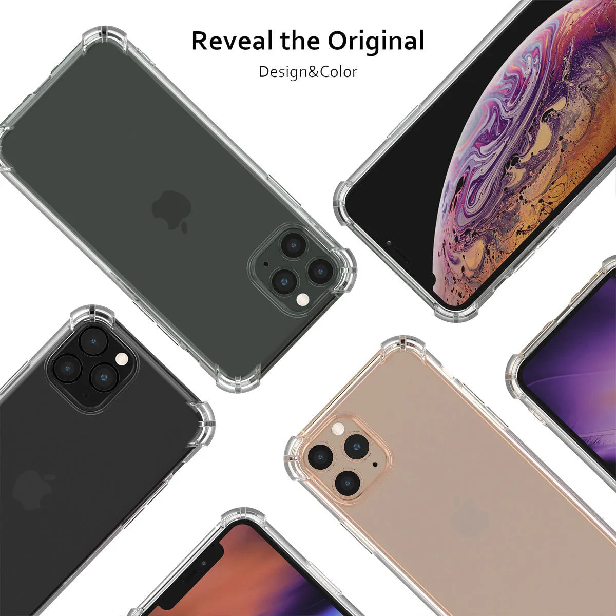 Clear transparent shockproof TPU case for iPhone on a table