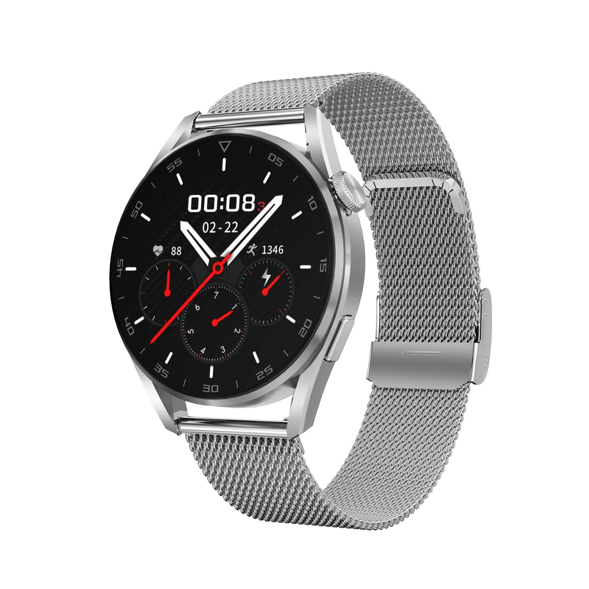 Smart watch with Bluetooth calling and QR code scanning on 1.3-inch IPS touch screen with metal wristband