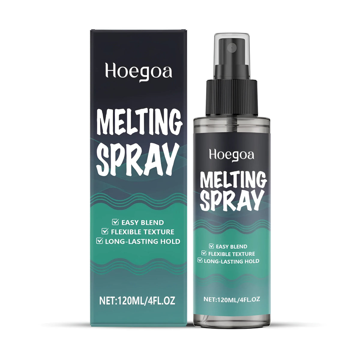 120ml bottle of clear Melting Spray Gel water for hair styling.