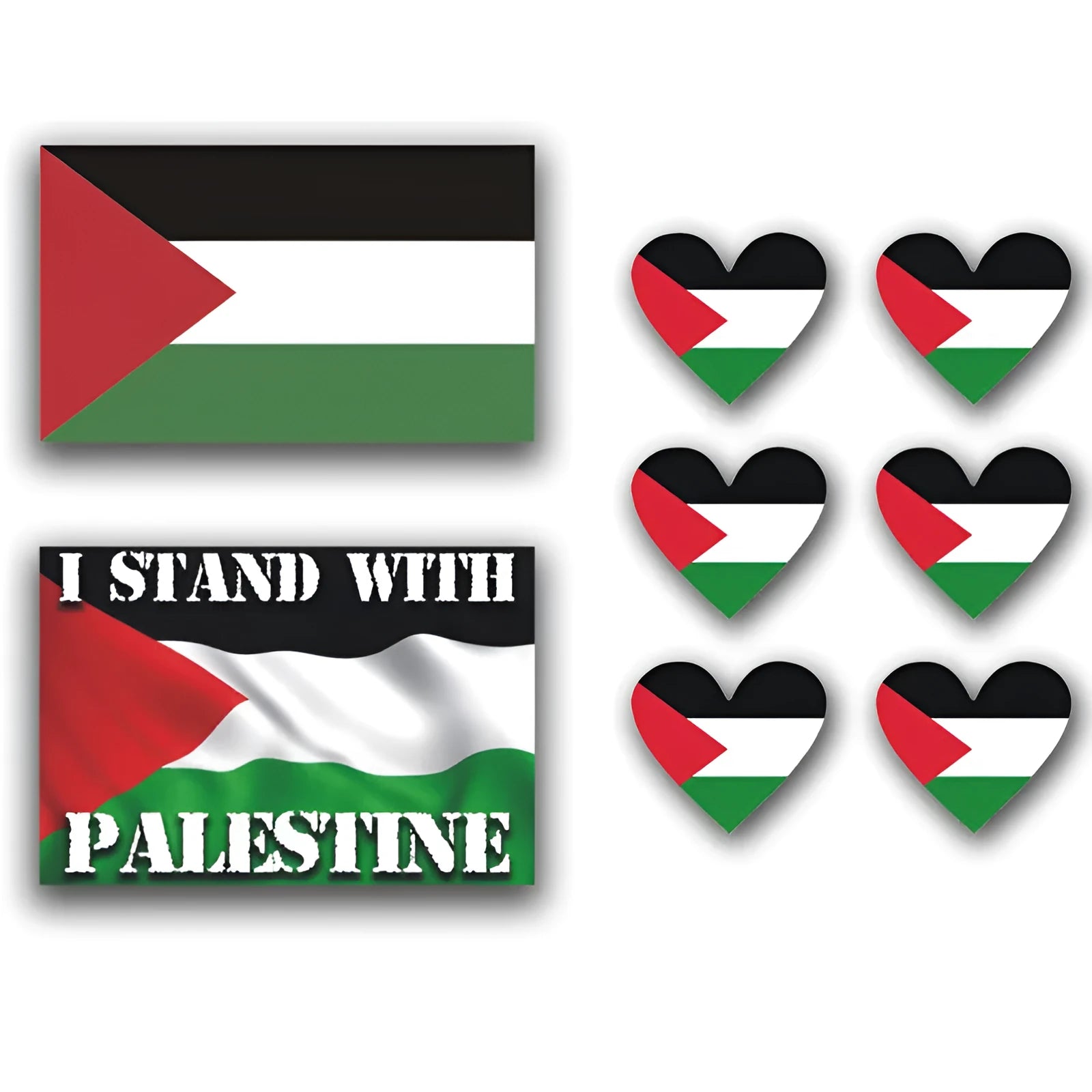 Palestinian flag car decal sticker on a vehicle window, showing PET material durability.