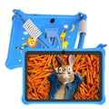Sapphire blue silicone protective case for 7-inch children's tablet with flat carrying strap