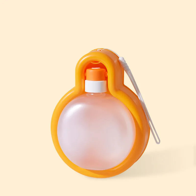 Green orange or yellow 2-in-1 leak-proof dog travel water bottle and bowl for outdoor use.