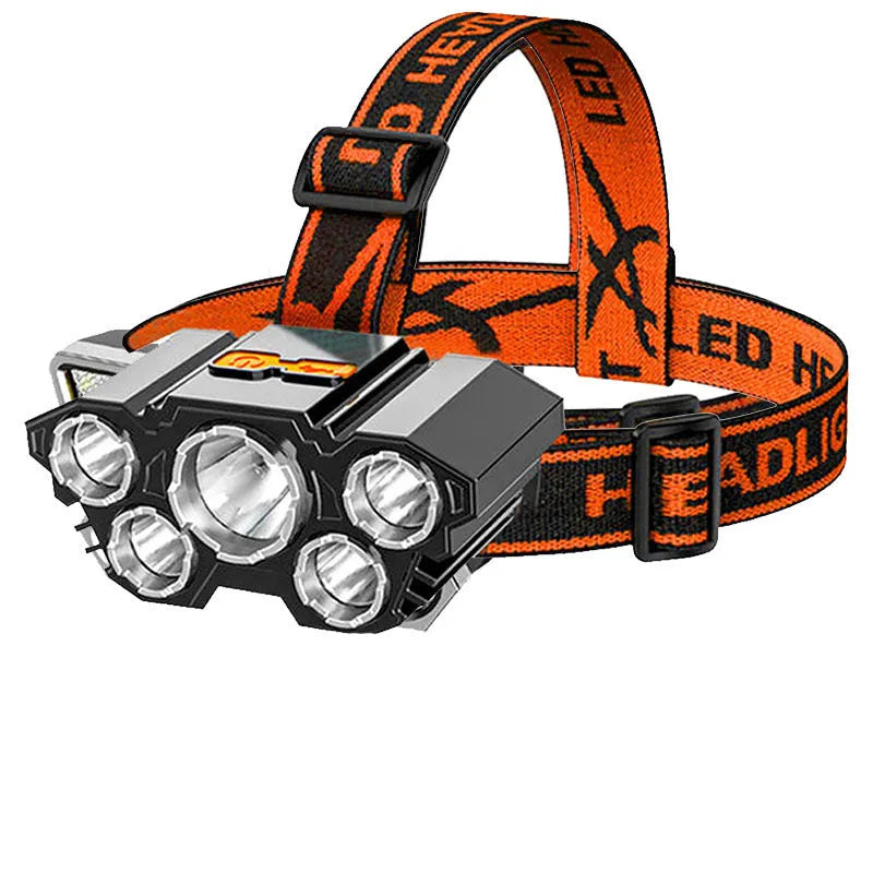 Head-mounted LED miner's lamp with 10W super bright lighting and adjustable PVC headlight strip