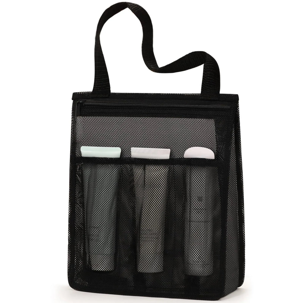 Large black swimming gym bag with wet-dry separation compartments and mesh pocket